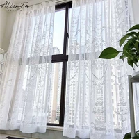 embroidered floral tulle curtains for living room europe sheer yarn curtain window transparent for bedroon kitchen blinds decor