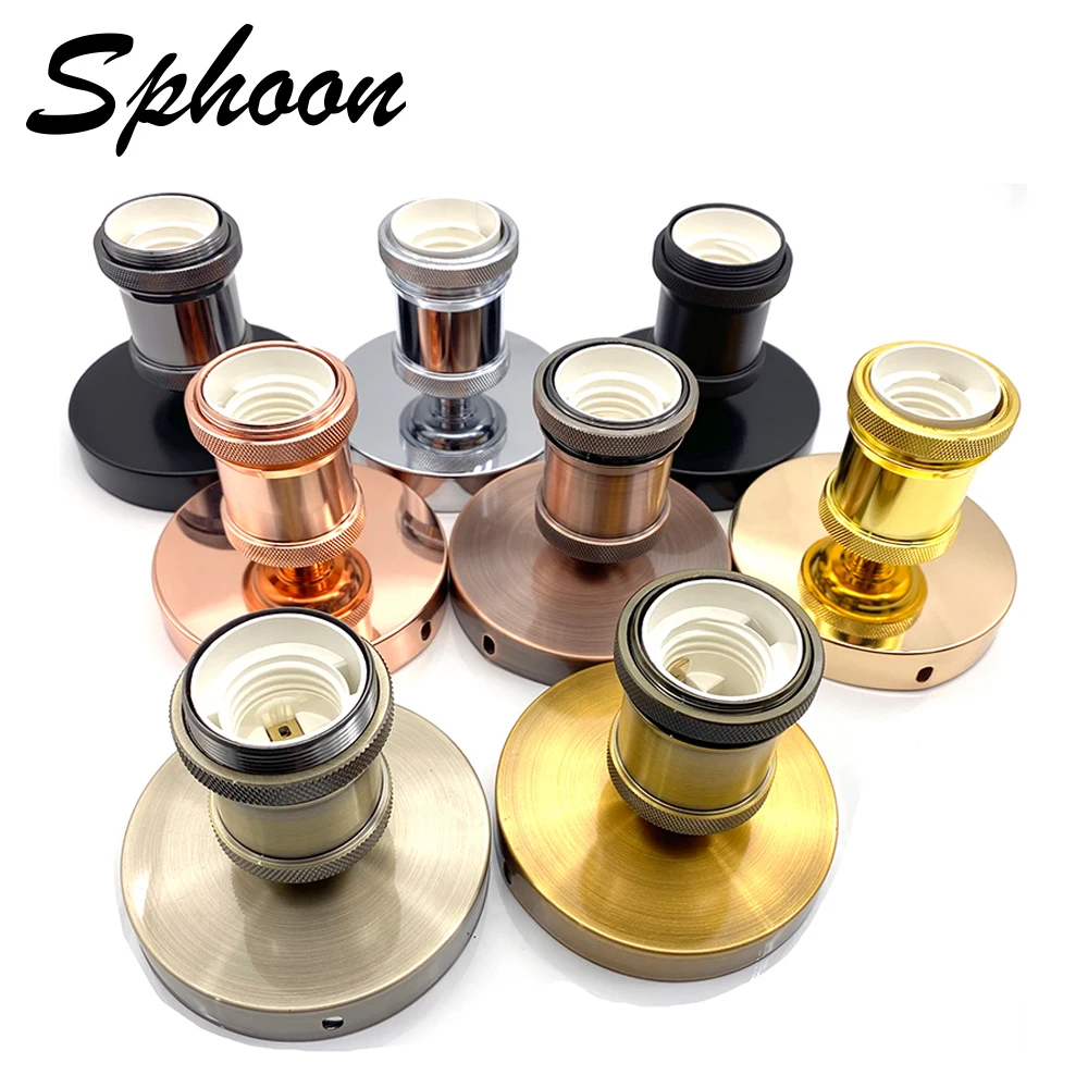 

Sphoon DIY E27 Industrial Lamp Base Vintage Antique Accessories Surface Mounted Ceiling Light Metal Screw Socket Holder Fitting