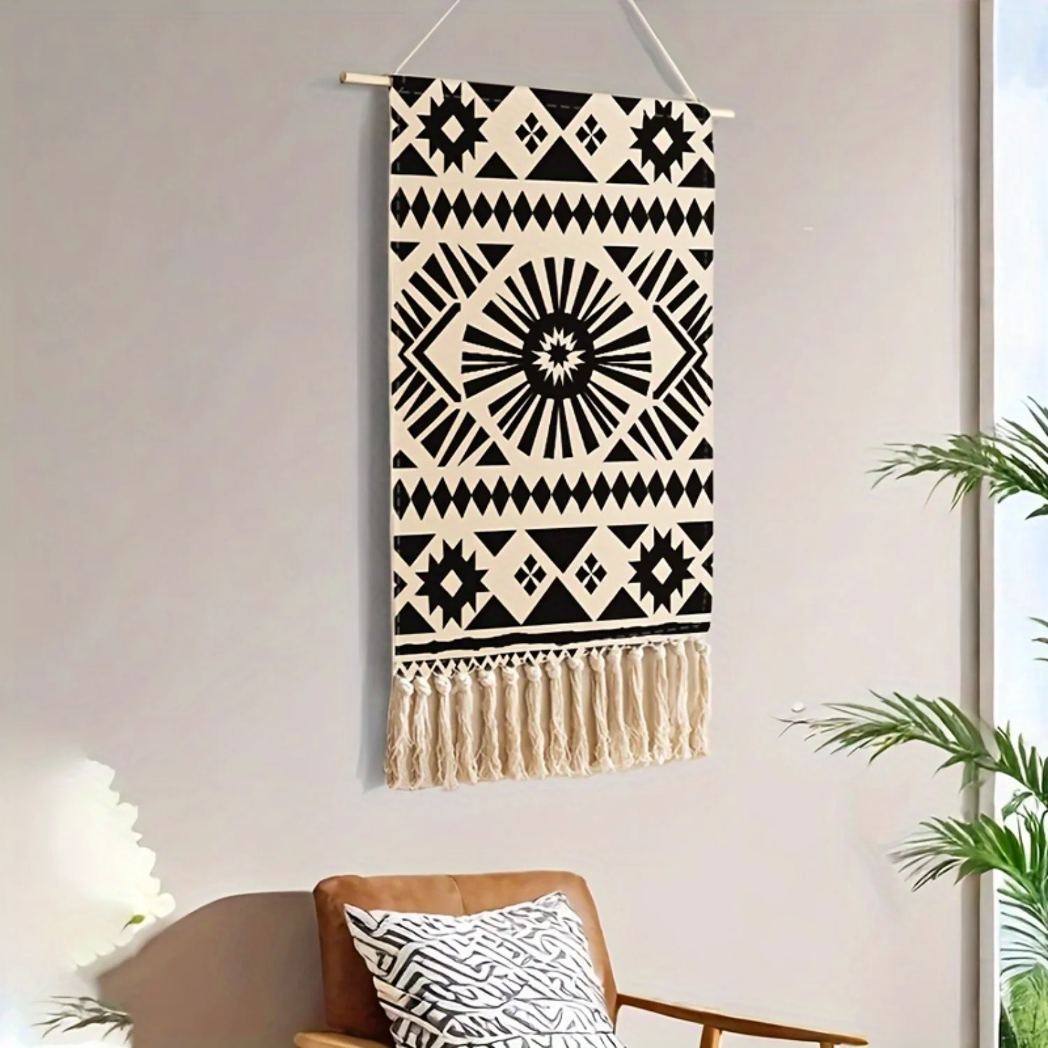 Богемный настенный гобелен с кисточками — художественный декор из полиэстера