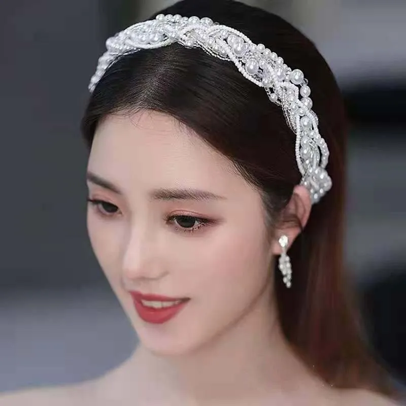 

Pearl Headband Bridal Headwear Wedding Accessories Headbands for Women Pearl Crystal Tiaras and Crowns Bridesmaid Hair Accessory
