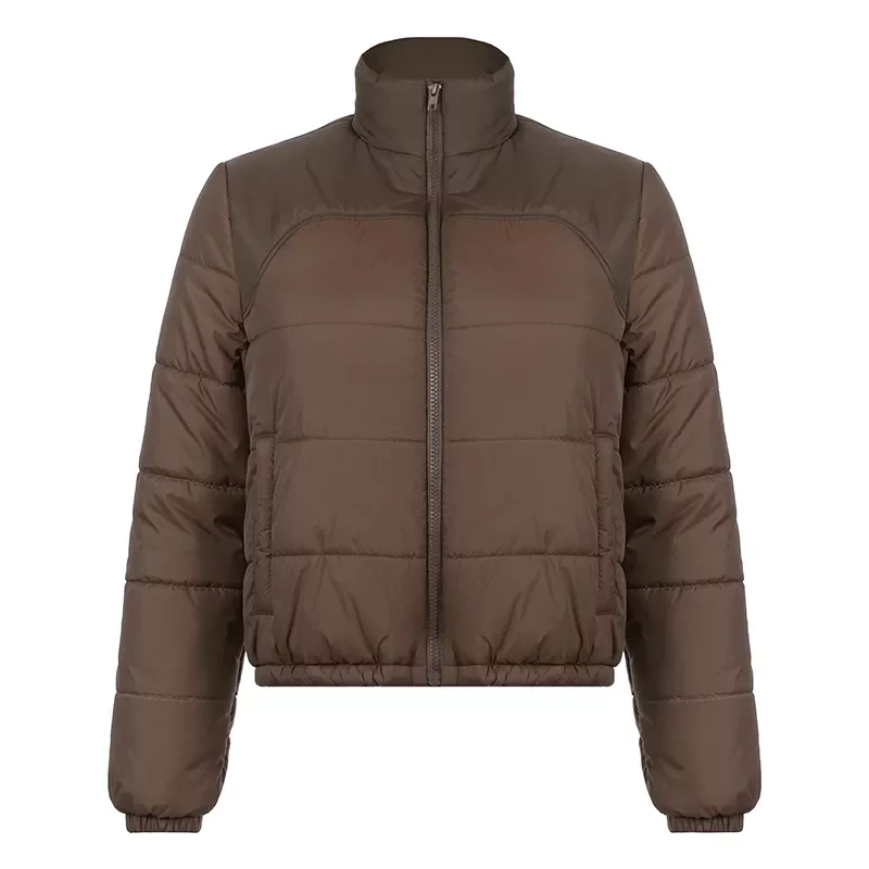 New2022 Winter Thick Warm Parkas For Women Brown Cotton Coats Femme Zipper Down Jackets Female Ladies Fashion Solid Outerwear