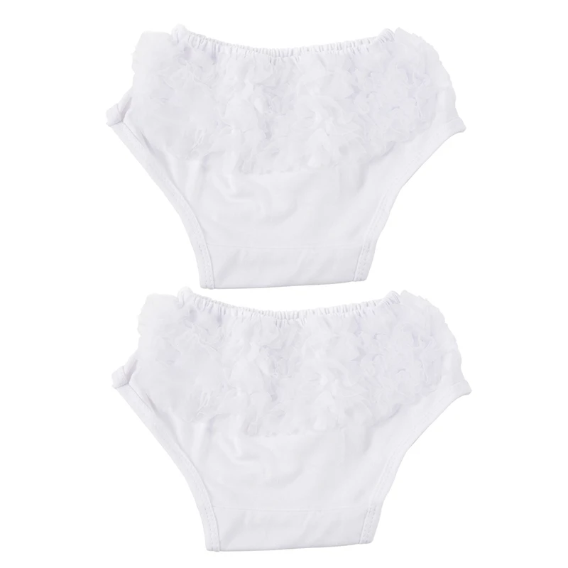 Hot TTKK 2X White Baby Girl Ruffle Bloomers Panties Diaper Cover Image S