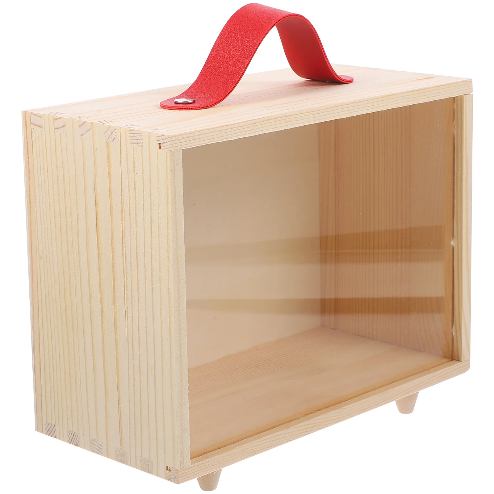 

Wooden Storage Box Container with Transparent Lid and Handle Reusable Gift Box