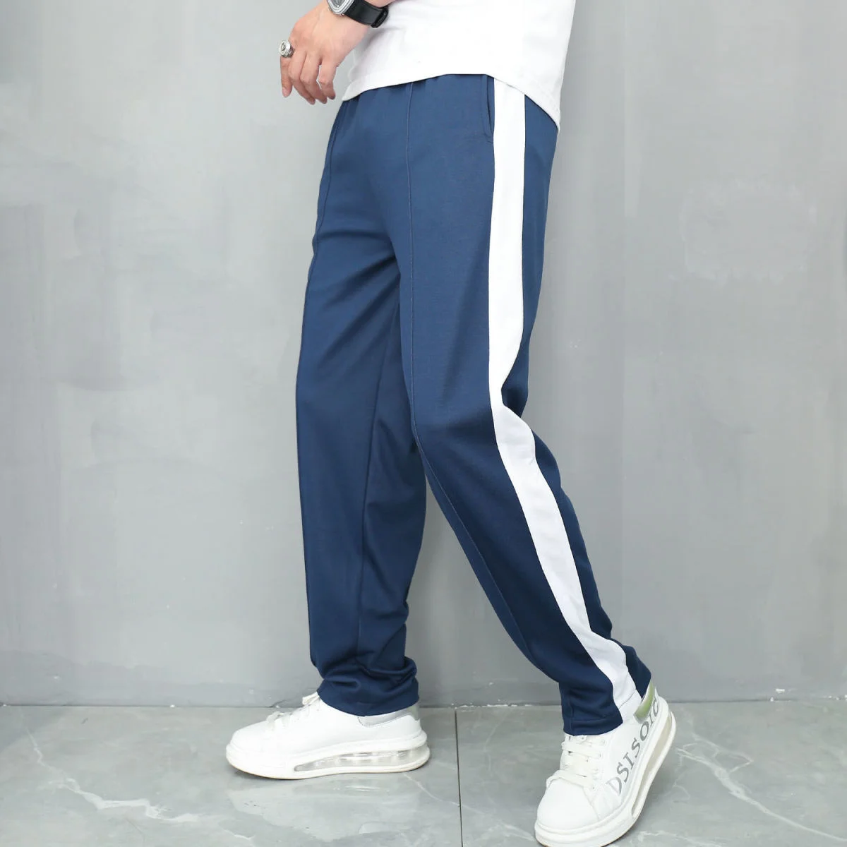 

Unisex New Track Pants Casual Sweatpants mens Striped Bastic Trousers Splic Straight Pants Joggers Simple Work Pants