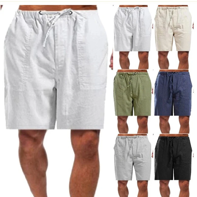

linen mens shorts Newest Summer Casual Shorts Men Cotton Fashion Men Short Bermuda Beach Short Plus Size 4XL joggers Male Hot