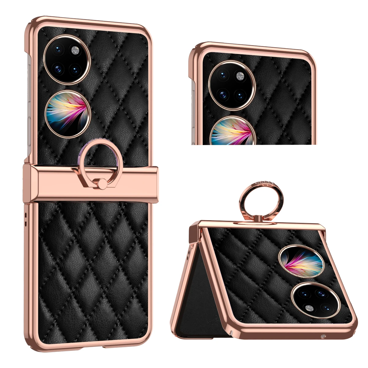 

For Huawei P50 Pocket Case Luxury Leather Bag Black