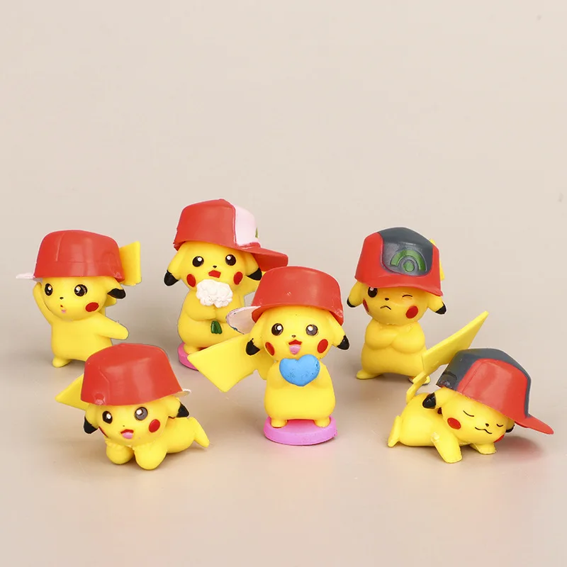 

6 Pokémon Pikachu with Hats, Hand-made Toys, Cake Decorations, Anime Characters, Toy Models, Kawaii Dolls, Birthday Gifts