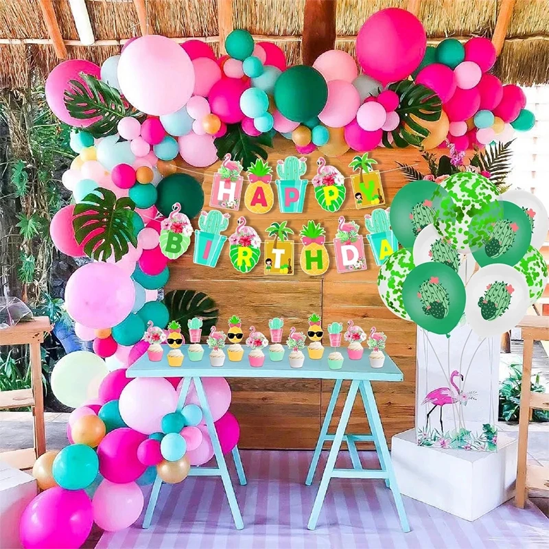 

Torpical Jungle Hawaiian Balloon Garland Arch Kit With Confetti Ballon For Baby Shower Birthday Party Supplies Wedding Decor
