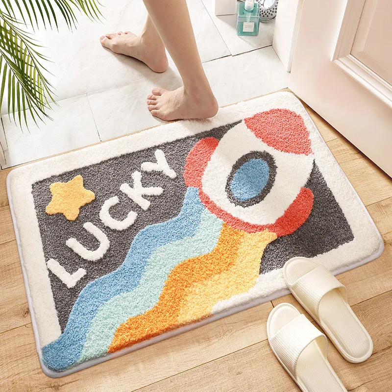 

Legs for Refrigerator Household Toilet Water Absorption Floor Mat Bathroom Door Anti Slip Cartoon Entrance Carpet