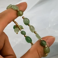 natural green jade bangle aventurine stone bracelet oval bead bracelet turquoise stretchy bracelets wristband for women chains