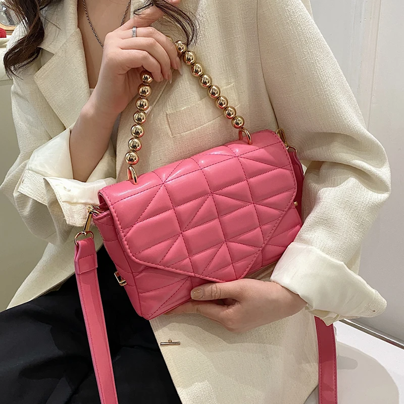 

Beading Fashion Women's Small PU Leather Crossbody Bags 2022 SUmmer Designer Brand Shoulder Bag Female Luxury Brand Handbags