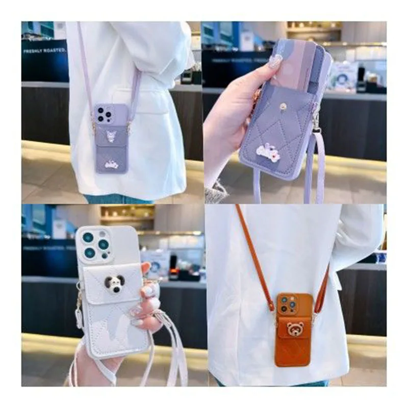 Miniso Kuromi Little Bear IPhone 15 14 Чехол Милый 12 13 Мультфильм Xsmax Портмоне Xr Силикагель 11