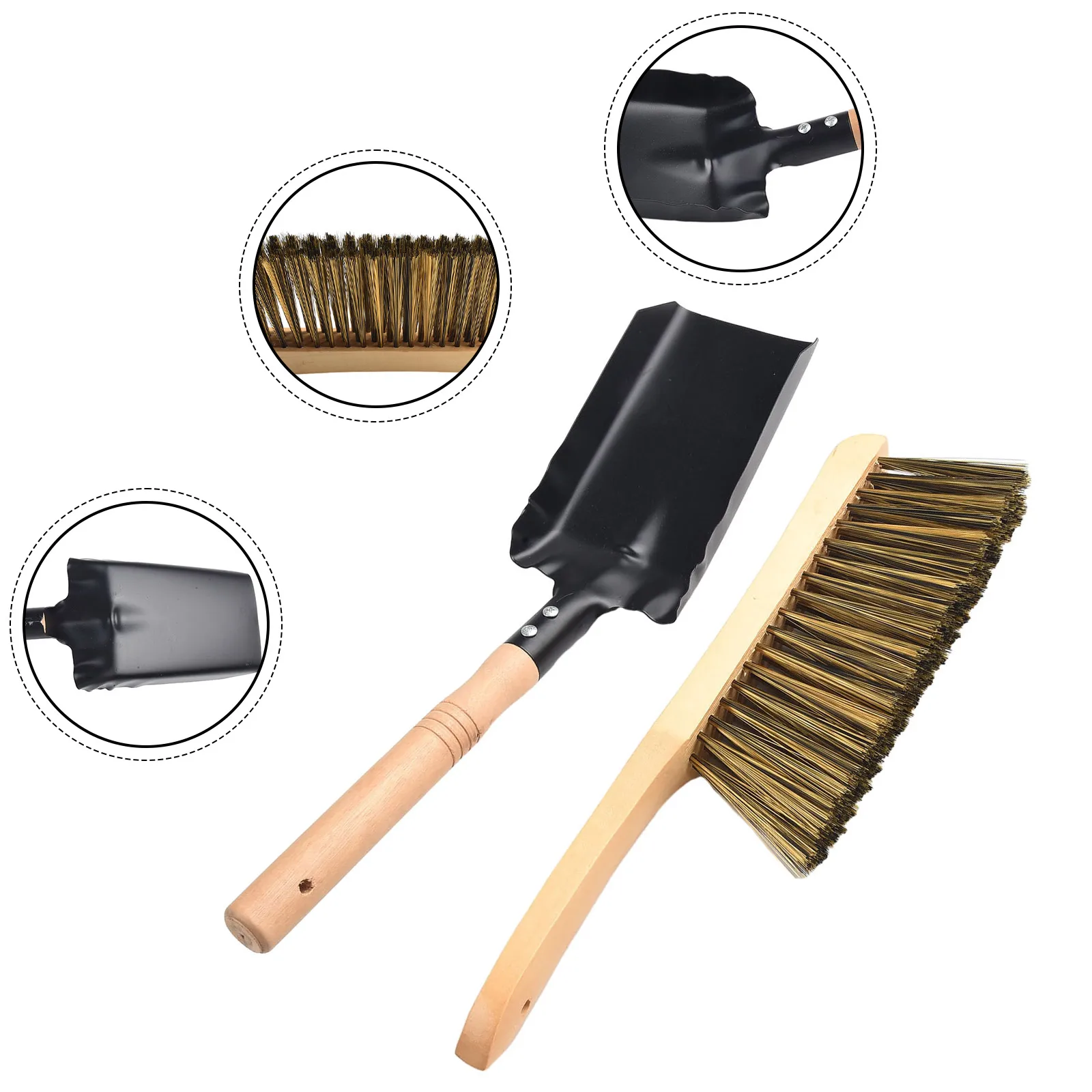 

Spade Wooden Handle Brush Plant Brown Hair 33x8cm 37x10cm Carbon Steel Durable Home Cleaning Fireplace Cleaning