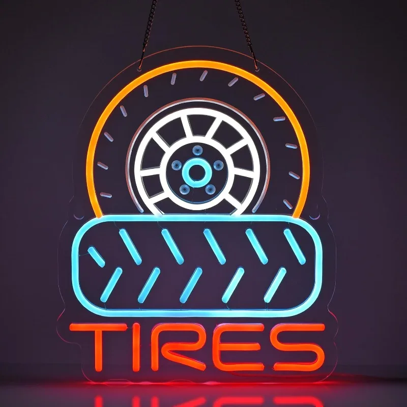 XM Tire Neon Light Настенное украшение для Tire Shop Car Service Repair Shop Garage Workshop светодиодная вывеска, USB-питание с регулируемой яркостью حفلات