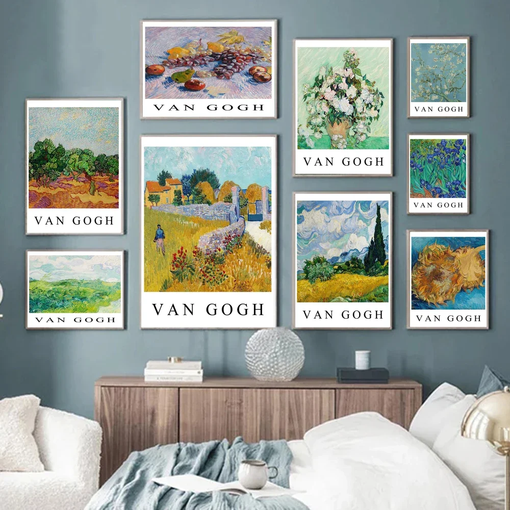 Винтажные постеры и принты Ван Гога с изображением подсолнуха фруктов пшеницы