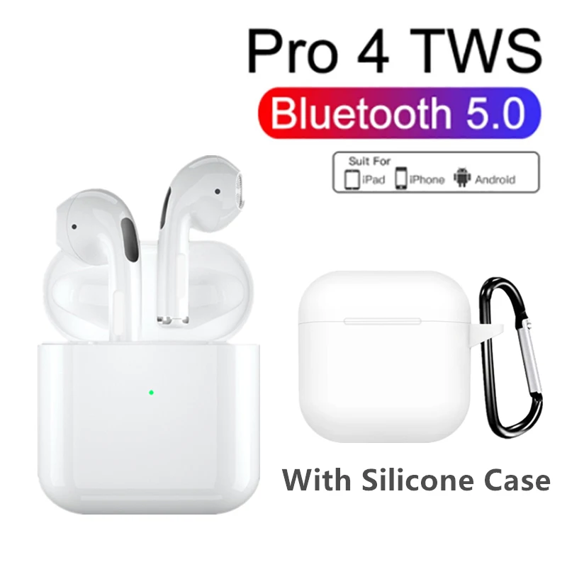 

New Pro 4 Original Bluetooth Headphons Wireless Earbuds Stereo Noise Cancelling TWS Air Mini Earpoddings With Charging Box