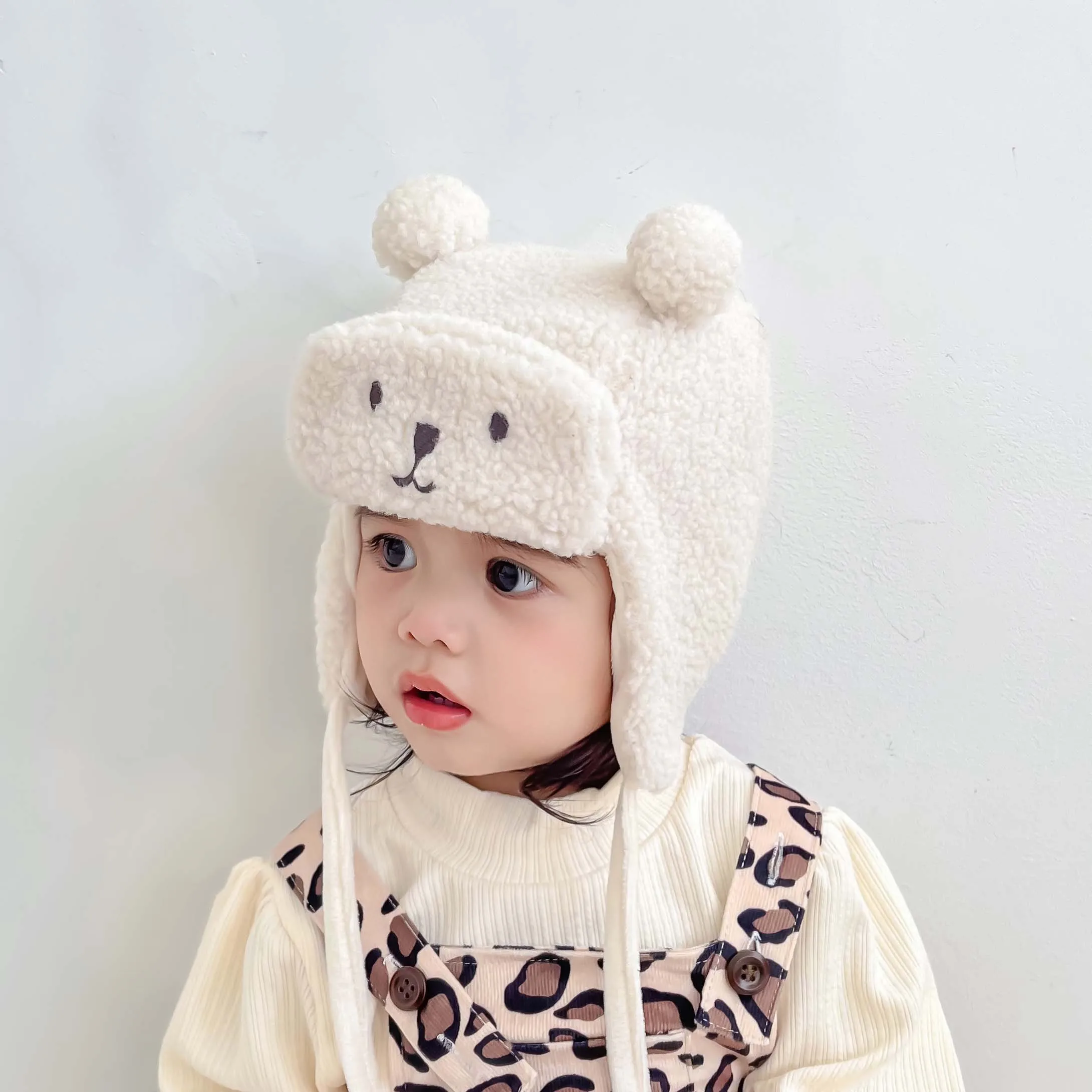 

Bear Winter Baby Bonnet Cute Hat with Earflap Thick Warm Toddler Hats Infant Beanie Baby Girl Boy Cap 6-24M