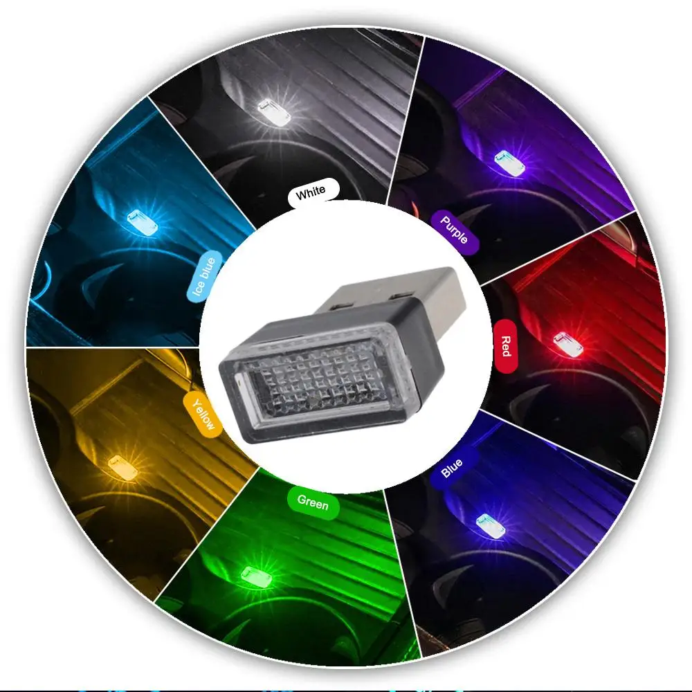 

Car USB LED Atmosphere Lights Decorative Lamp Emergency Lighting Welcome Light PC Portable Plug Play Red Blue Auto Interior Led