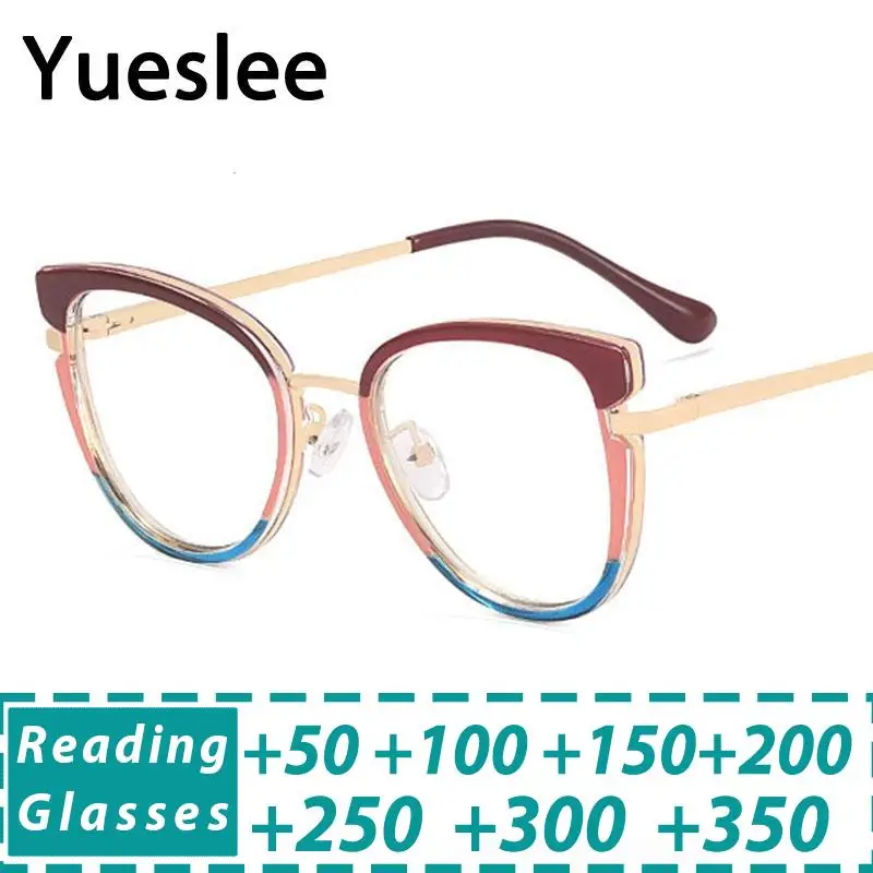 

R56831 Spring Hinge Presbyopic Eyewear Women Fashion Cat Eye Tr90 Colorful Reading Glasses Dioptric +0.50~+3.50