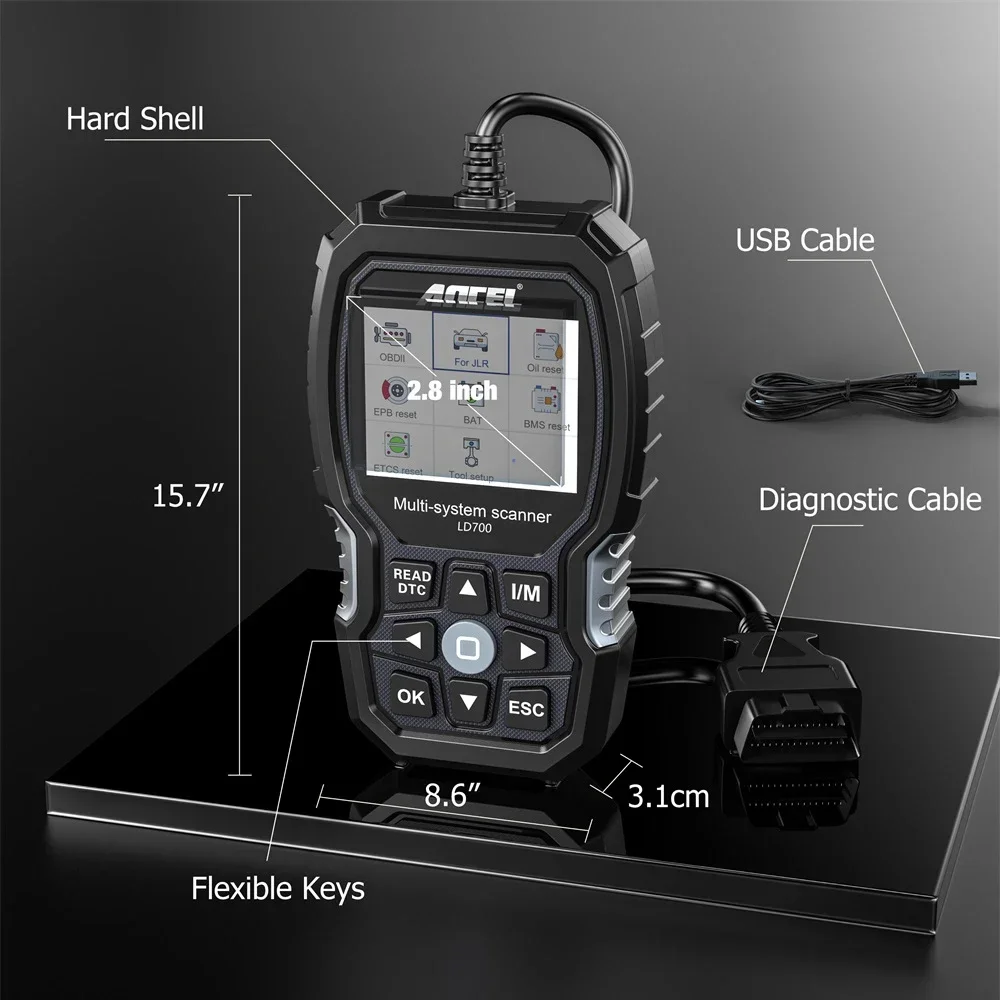 

Диагностический сканер ANCEL LD700 OBD2, инструмент для диагностики всех систем, сброс масла из АБС-пластика и TPMS, считыватель кодов OBDII Для Land Rover, Jaguar, JLR