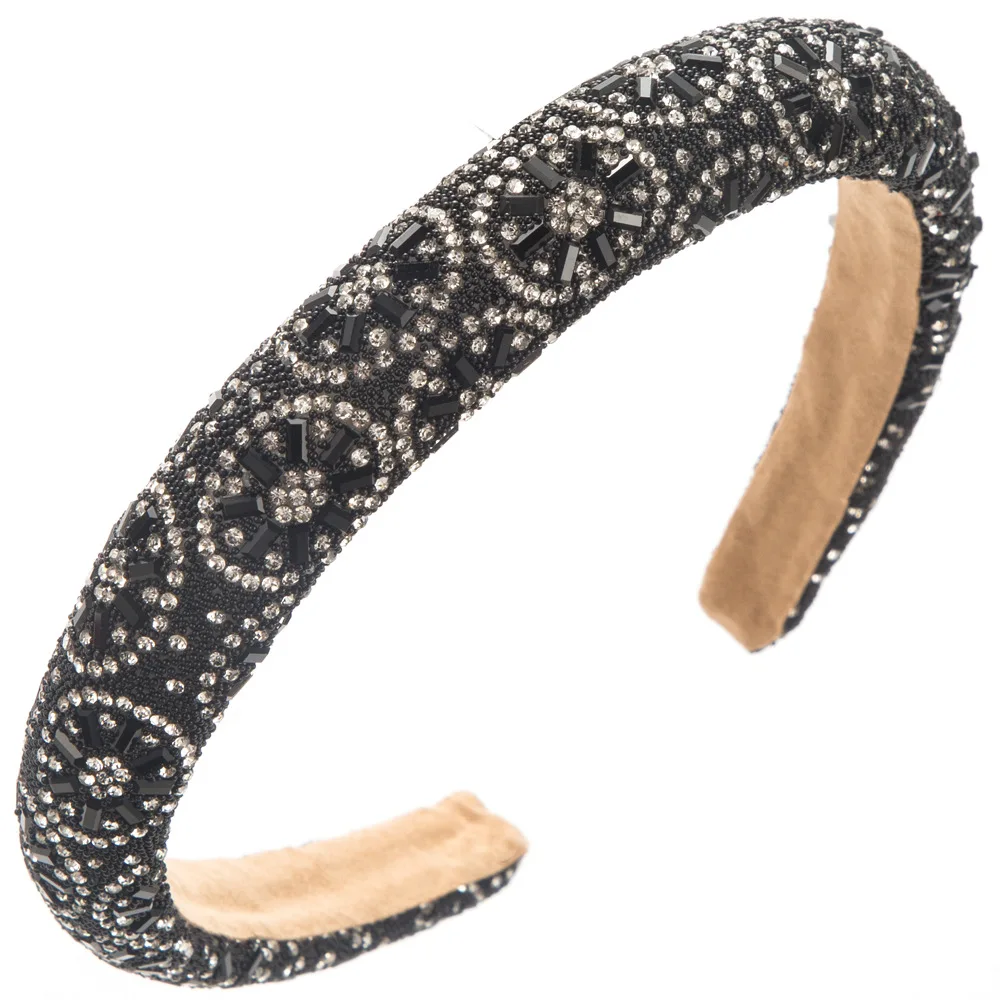 Повязка для волос в ретро-стиле простой обруч с камнями виде подсолнуха