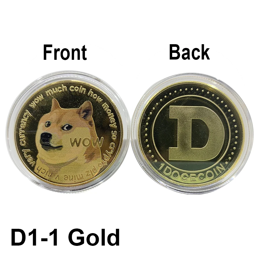 

D1 Beautiful WOW Dogecoin To The Moon Gold Plated Doge Coin Cute Dog Pattern metal medal Doge Physical Crypto Coin Gifts