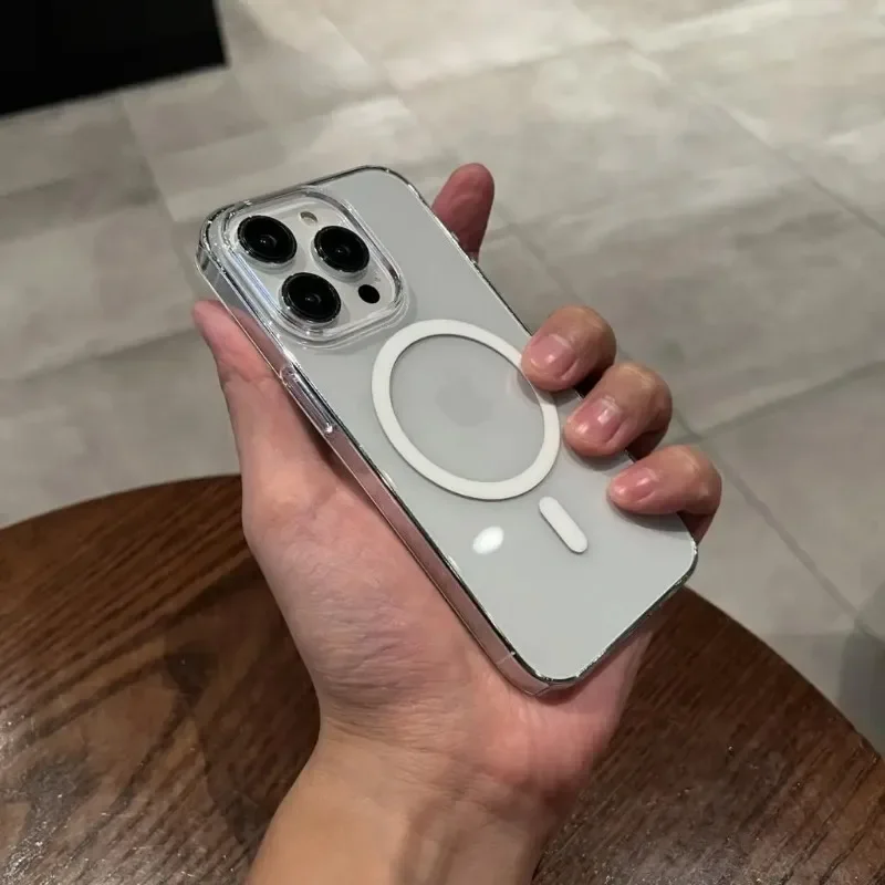 Ультратонкий Прозрачный жесткий пластиковый чехол для iPhone 15, 14 Plus, 13, 12, 11 Pro Max, Magsafe, Беспроводная зарядка, магнитный прозрачный чехол из поликарбоната (art.: 3920c60ced69f) - 3920c60ced69f