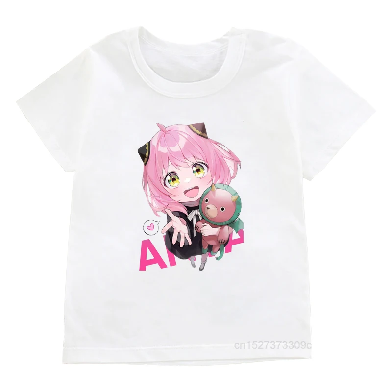 

Детская футболка с принтом шпиона X Family, футболка Kawaii Anya с рисунком из аниме для девочек, детская Удобная универсальная одежда, топы