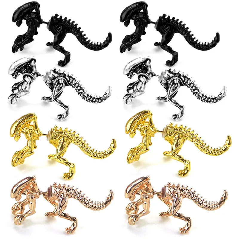 

1 Pair Women Earrings Punk Cool Dinosaur T-rex Earring Tyrannosaurus Rex Cute Dragon Stud Earrings kolczyki oorbellen