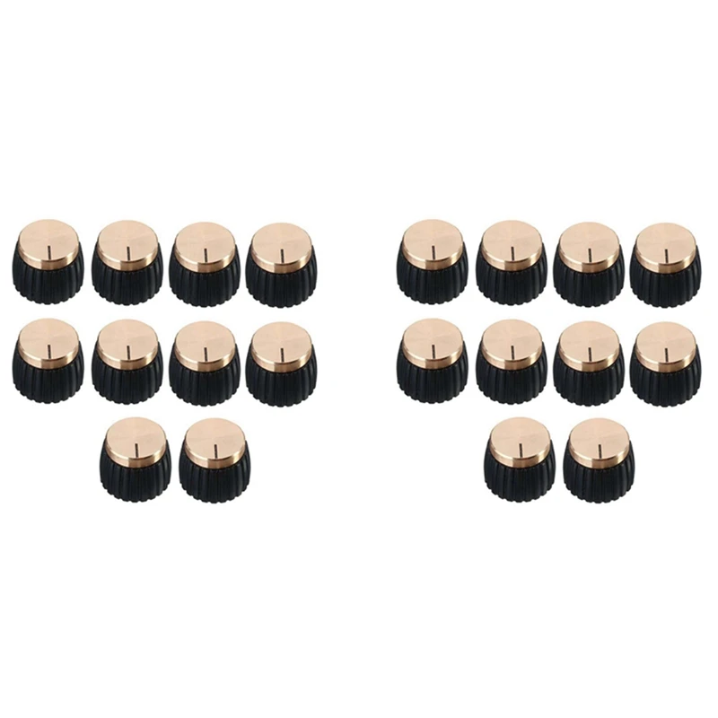 

20Pcs Guitar AMP Amplifier Knobs Push-On Black+Gold Cap For Marshall Amplifier