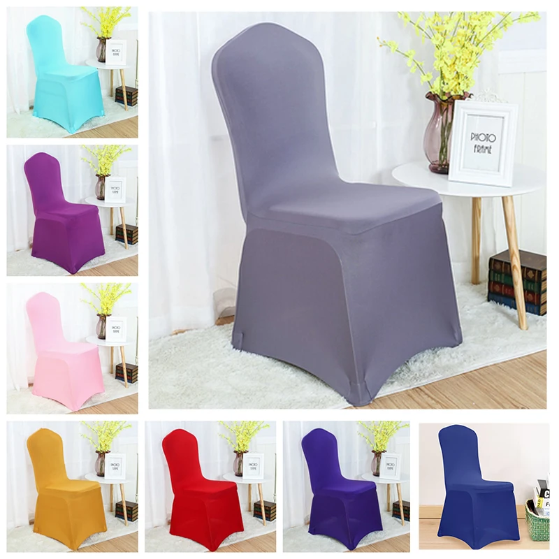 

Solid Chair Cover Spandex Wedding Anniversary Party Event Decoration Multicolor Dinner Chair Cover Spandex For Party Wedding