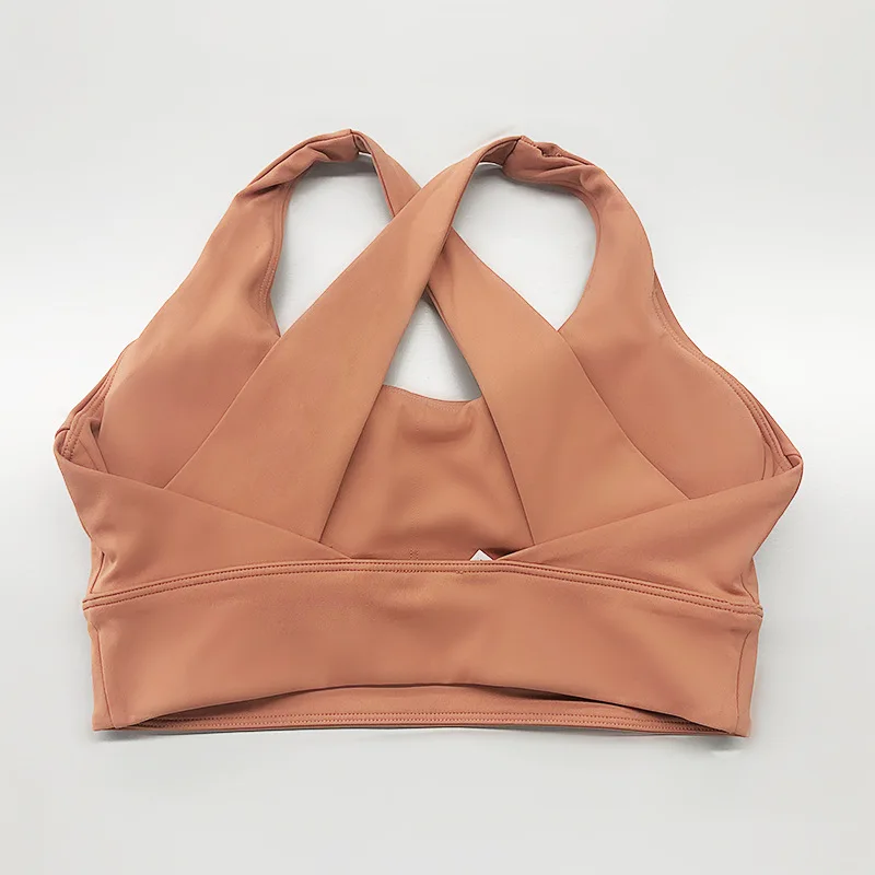 Solid Color Women Fitness Bra Tight Yoga Vest Sports Tank Top Workout Training Thickened Crosss Beauty Back Removable Chest Pad