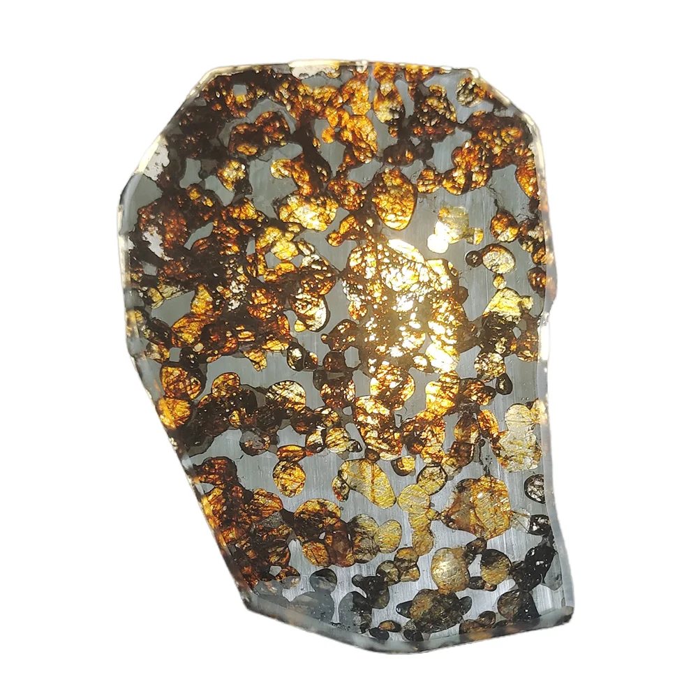 

63.7g Seymchan Pallasite Olive Meteorite Slices Specimen Natural Meteorite Material Sliced Collection - QA307