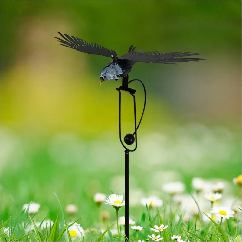 

Wing Flapping Kinetic Dynamics Metal Owl Garden Animal Statues Yard Stake Rocking Wind Spinner Metal Owl Lawn Decor Decorations