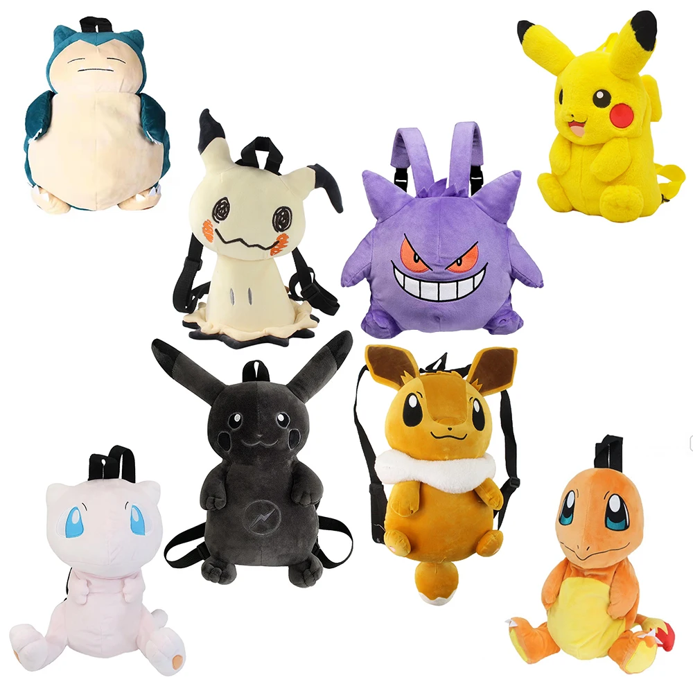 

Pokemon Backpack Plush Toys Pikachu Eevee Mew Mimikyu Snorlax Charmander Gengar Peluche Cartoon Image Kawaii Bag Christmas Gifts