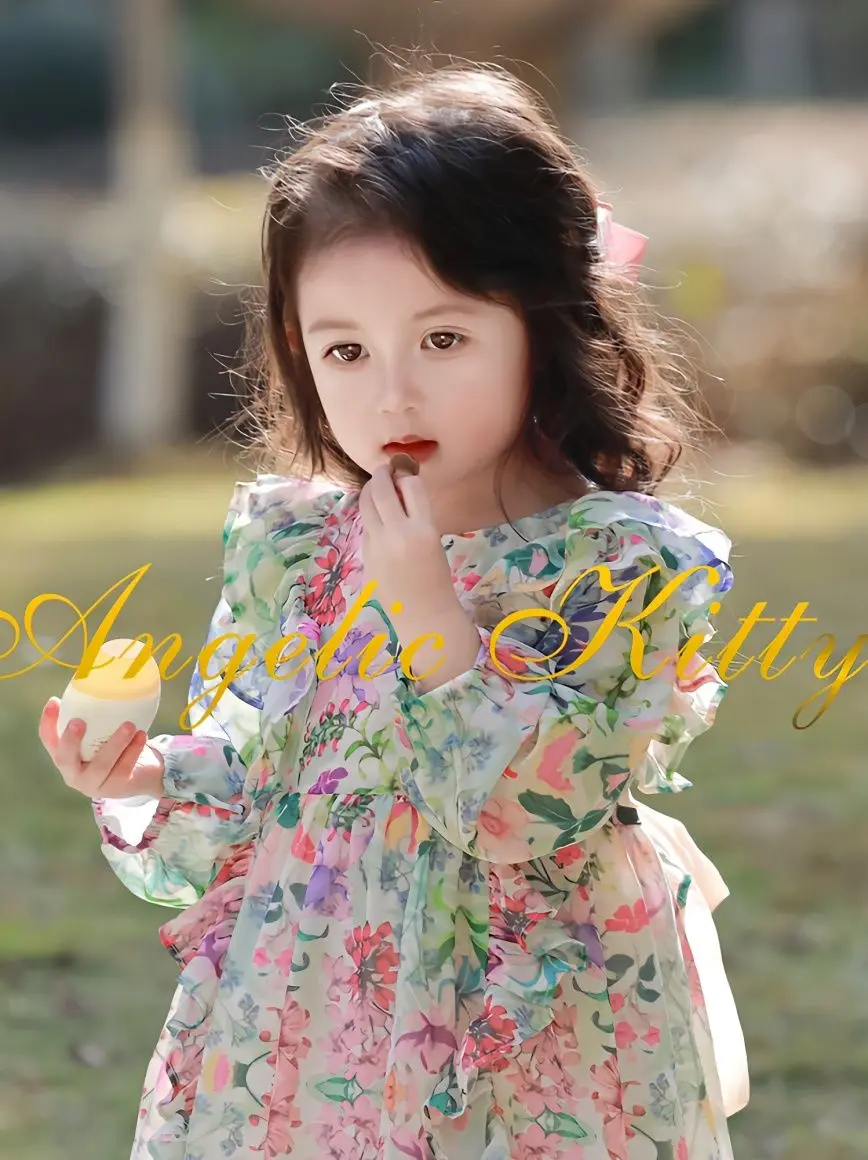 

Summer Girls Baby Ruffles Flowers Dress Kids Girl Long Sleeved Spring Party Princess Birthday Dresses Vestidos Children Clothes