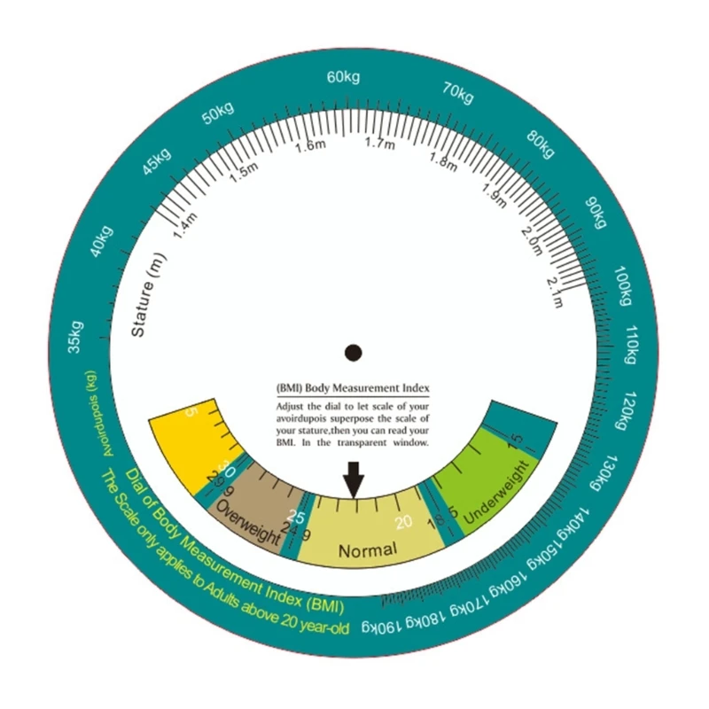 High-performance Body Mass Index Wheel Calculator for Adult Above 20 Years Old G5AB