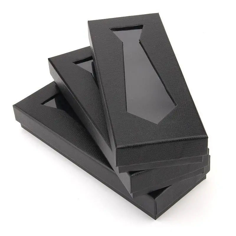 Мужская упаковочная коробка для галстука с окном модные квадраты черный чехол