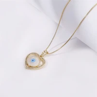 new evil blue eye religious copper necklace for women charms trendy heart rhinestone female cute fashion 2022 jewelry wholesale