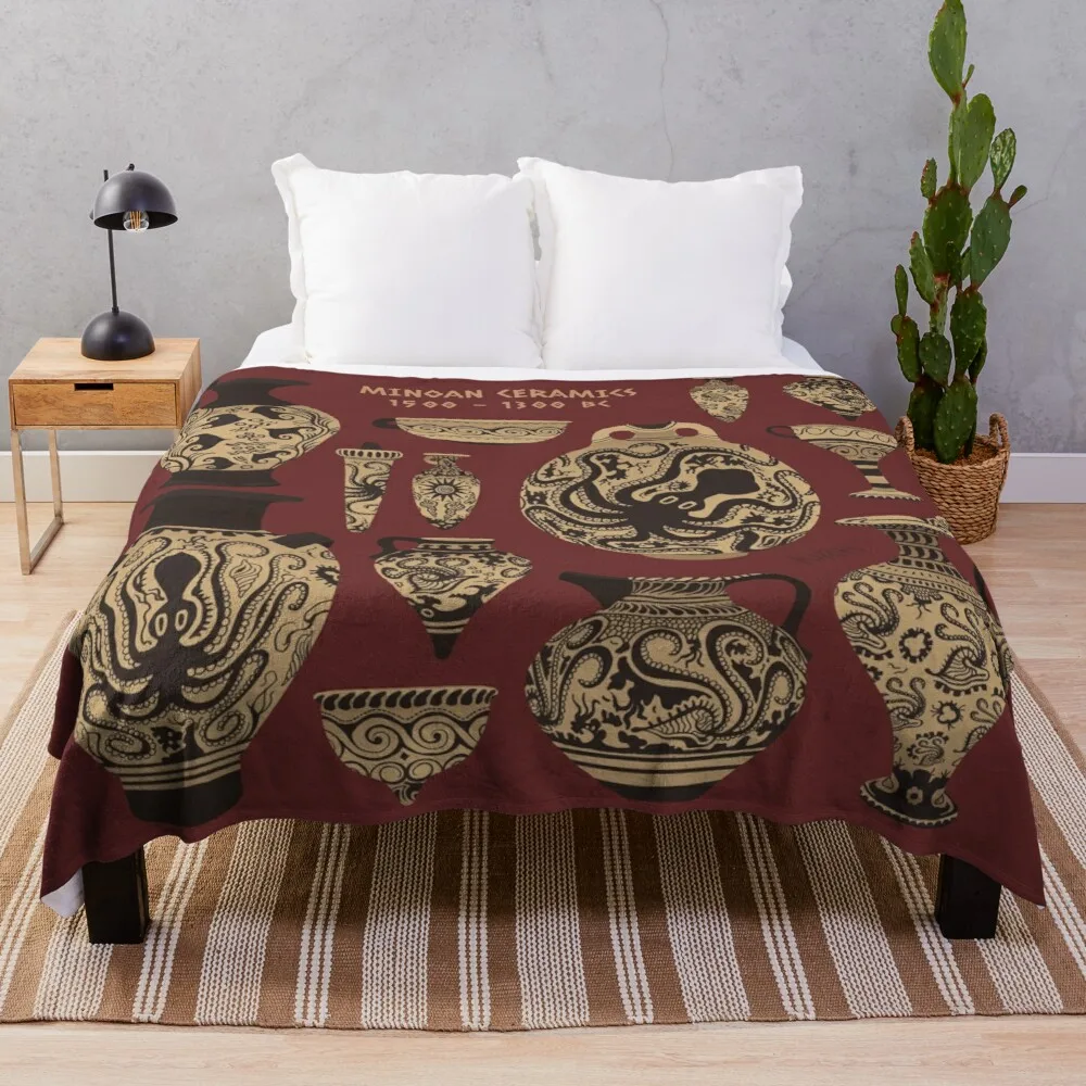 

Late Minoan Ceramics Throw Blanket king flannel blanket