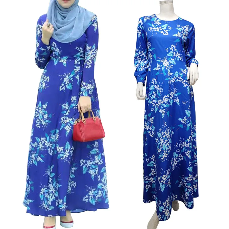 

Eid Mubarak Abaya Muslim Women Flower Print Long Maxi Dress Modest Prayer Islamic Turkey Arab Gown Femme Party Jalabiya Ramadan