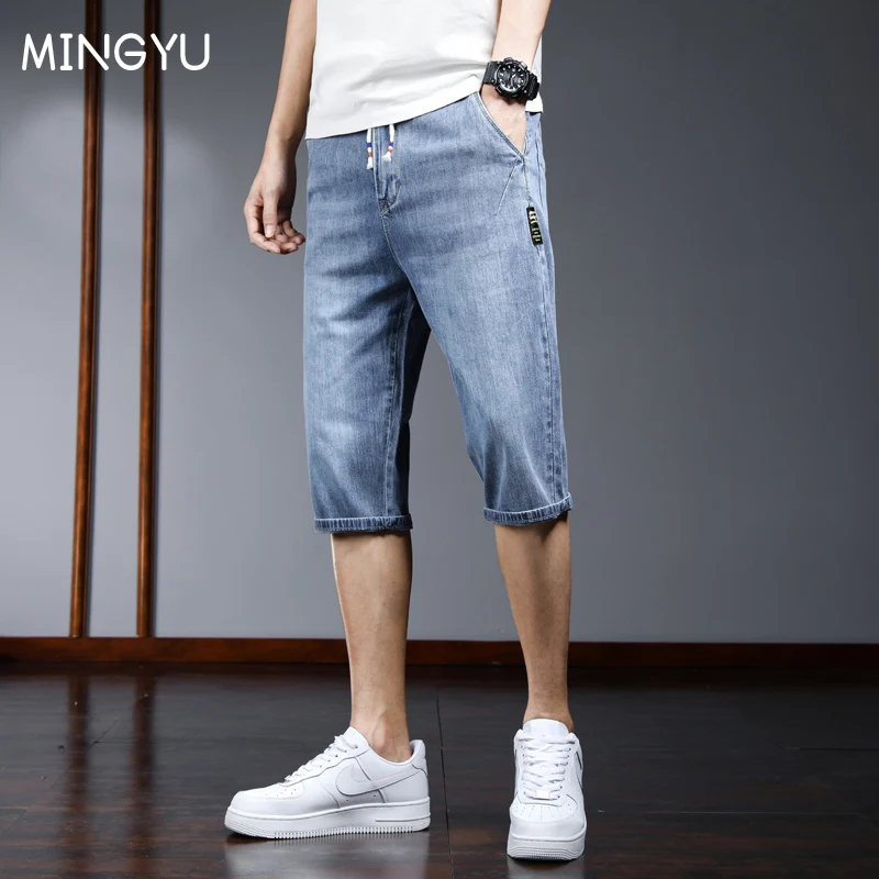 

Mingyu Brand Summer New Men's Denim Shorts Classic Black Blue Thin Section Fashion Slim Business Casual Jeans Shorts Male 28-38
