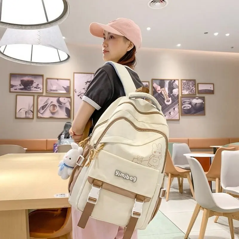 Girls School Bags for Teenagers Middle Student Backpack Women Nylon Campus Cute Cartoon Korean Bookbag