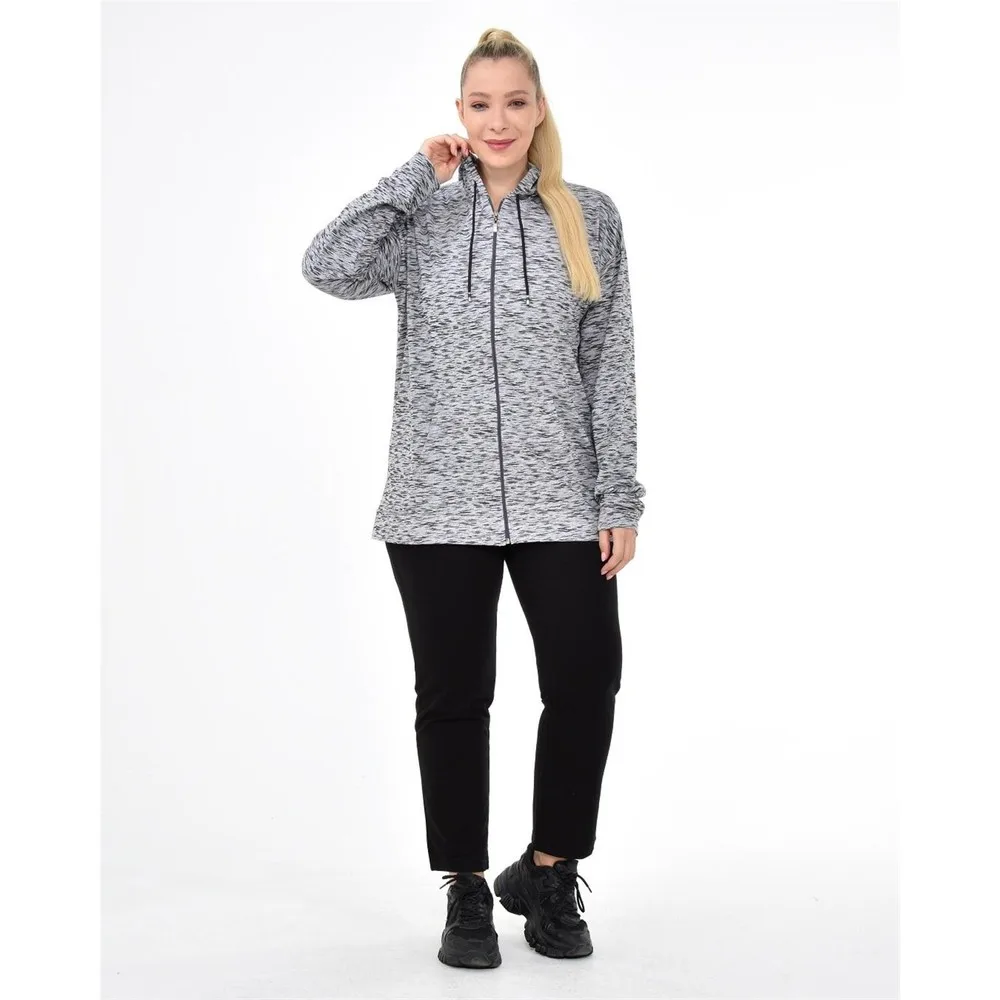 

Dorlie женский серый спортивный костюм большого размера с капюшоном-4650
