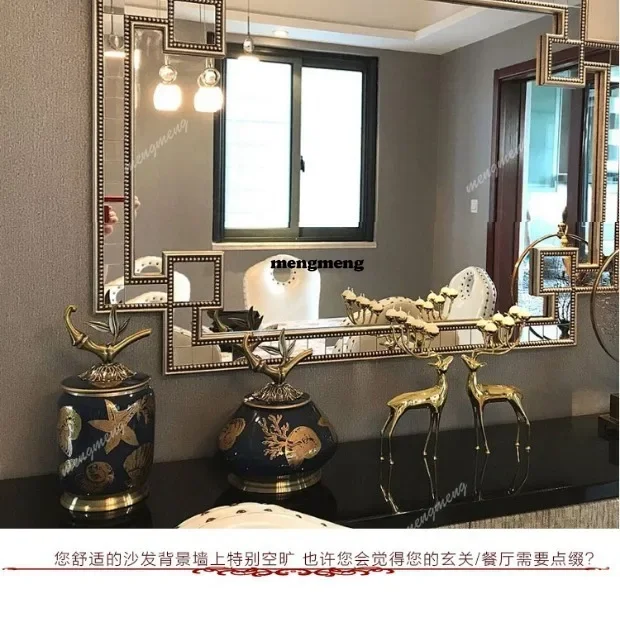 Фото Горячие продажи! Европейское роскошное зеркало для ванной комнаты в скандинавском стиле, настенное зеркало для столовой, гостиной, декоративное зеркало для фоновой стены. №4