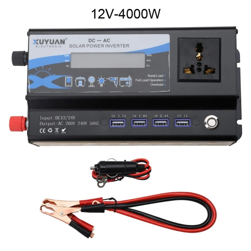 

Car Power Modified Sine Inverter 4 USB Port Frequency Converter LED Display