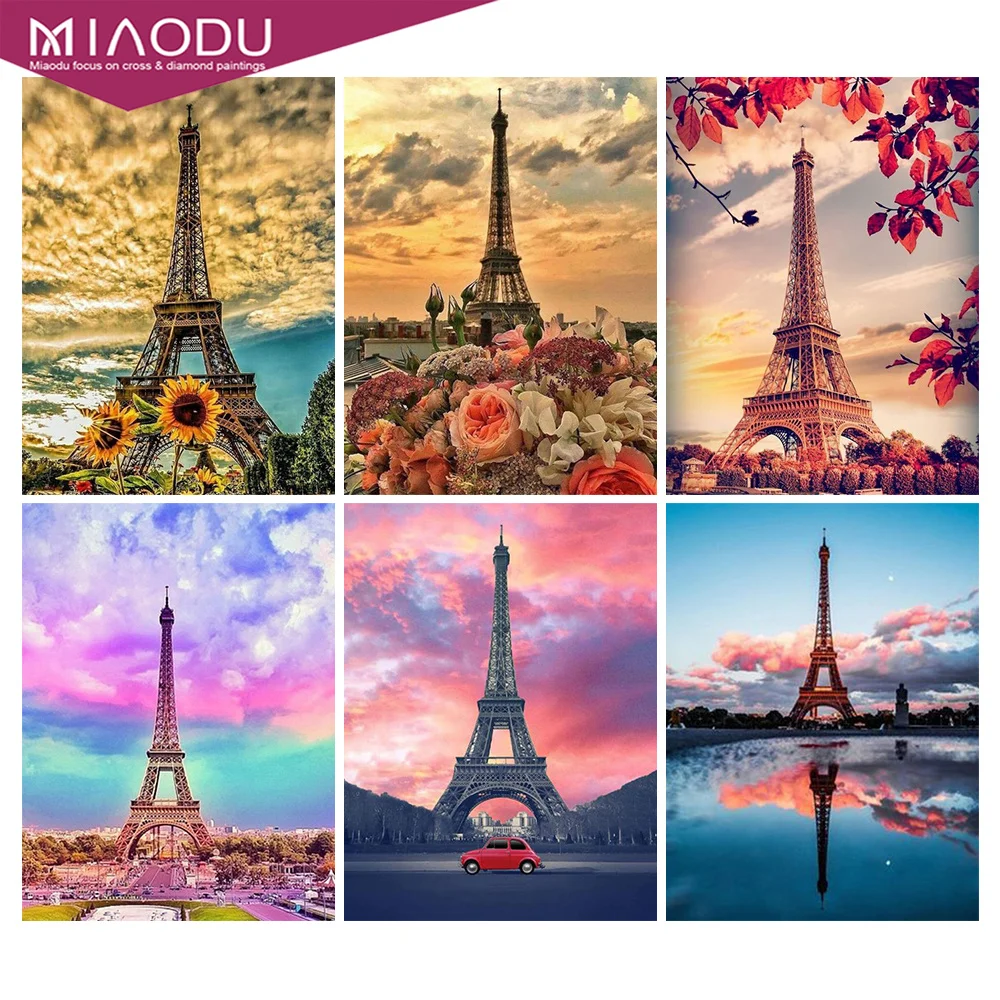 

Miaodu Diamond Painting Paris Tower Art Rhinestone 5D DIY Diamond Embroidery Landscape Cross Stitch Needlework Decor For Home
