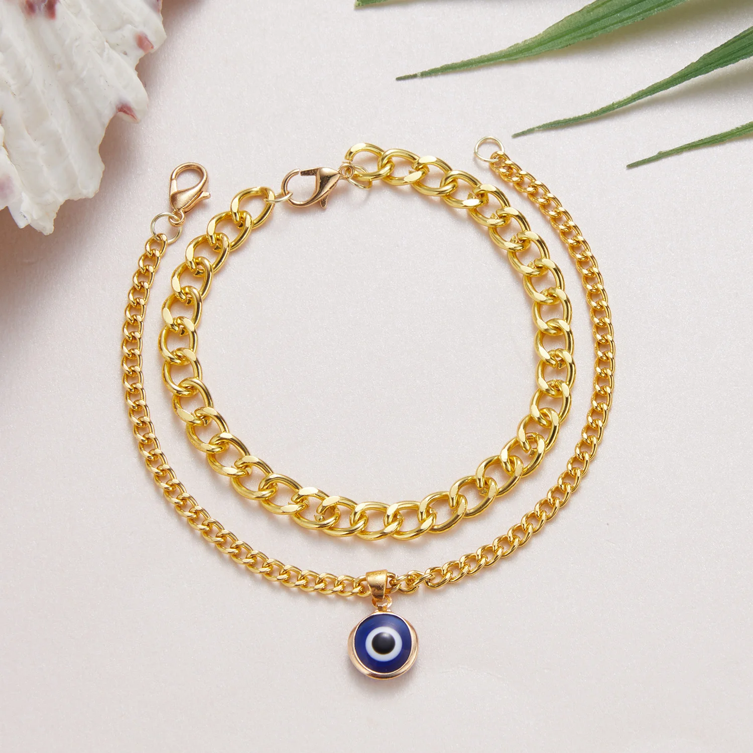 

2pcs Amulet Evil Blue Eye Charm Bracelets for Women Men Minimalist Punk Chain Pendant Bracelets Lucky Friendship Jewelry Gifts
