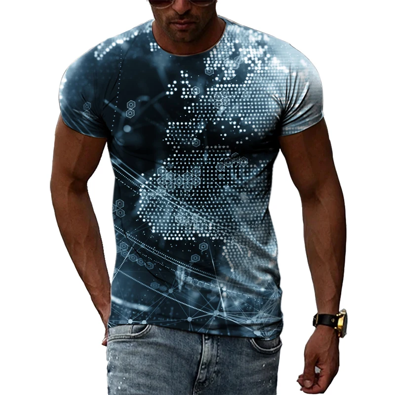Футболка мужская с 3D-принтом Модная стильная тенниска для технологических