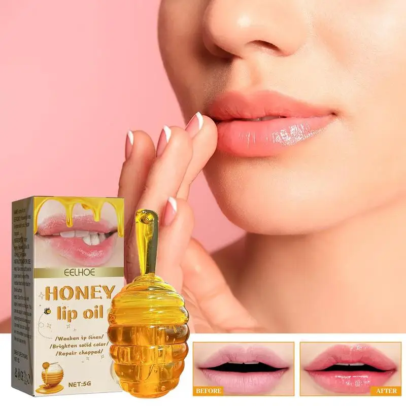 

Honey Lip Oil Moisturizing Bee Lip Balm For Dry & Cracked Lips Plumping Repairing Hydrating Lip Balm Anti-wrinkle Clear Lip Oil